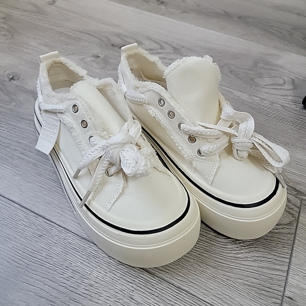 Women's Cream Canvas Sneakers